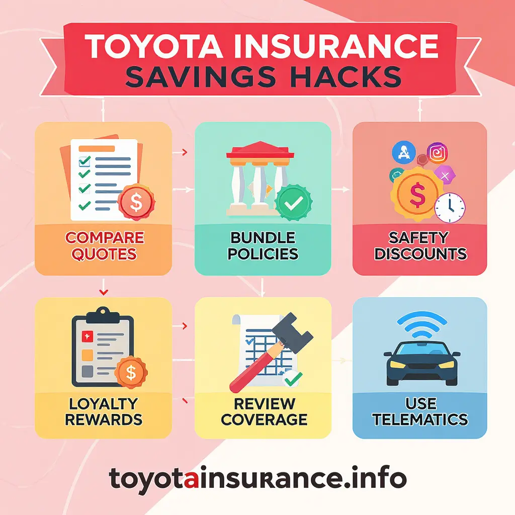 Infographic with 7 Toyota insurance saving tips – toyotainsurance.info