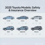 Infographic showing 2025 Toyota models with safety and insurance insights