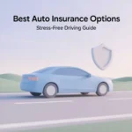 Illustration showing car with protection shield for best auto insurance guide
