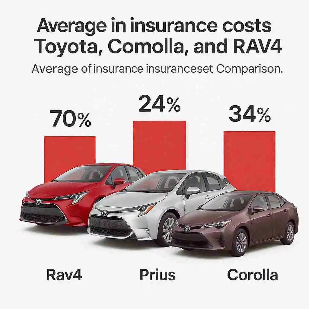 Comparison of insurance costs for Toyota Corolla, Camry, and RAV4