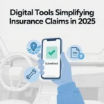 Driver using smartphone to manage insurance claims digitally