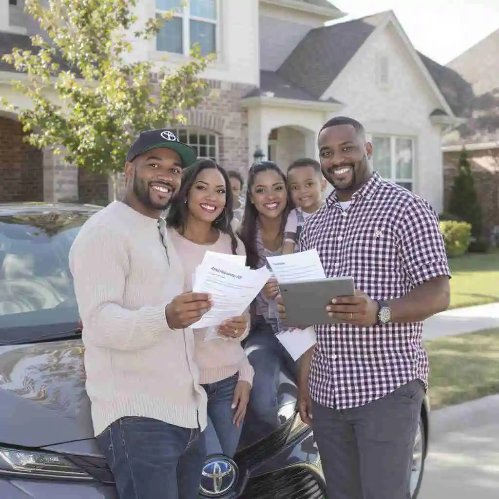 Family with Toyota car using online auto insurance appointment in Plano, Texas – toyotainsurance.info