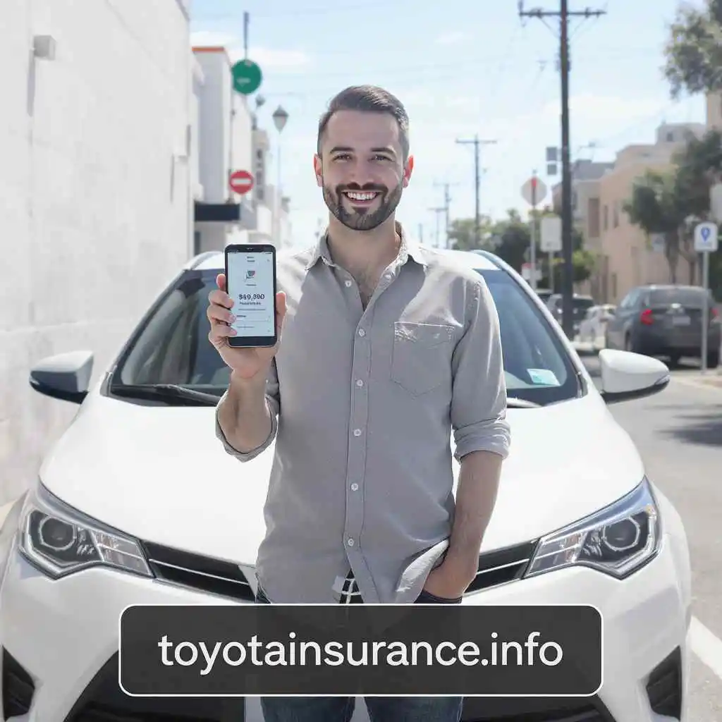 Happy Toyota driver celebrates money saved using Toyota Toggle Insurance. toyotainsurance.info