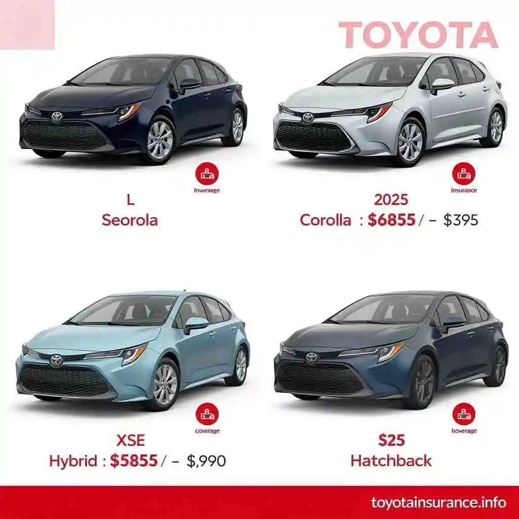 Comparison of insurance costs for Toyota Corolla models in 2025