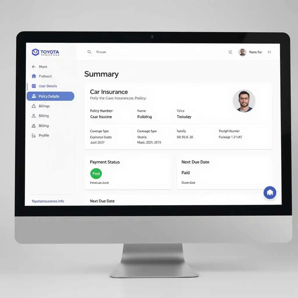 Toggle policy dashboard showing billing and coverage details – toyotainsurance.info