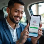 Toyota owner filing insurance claim on mobile app