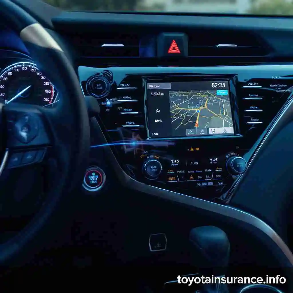 Toyota Camry insurance rates dashboard highlighting advanced safety features and technology – toyotainsurance.info