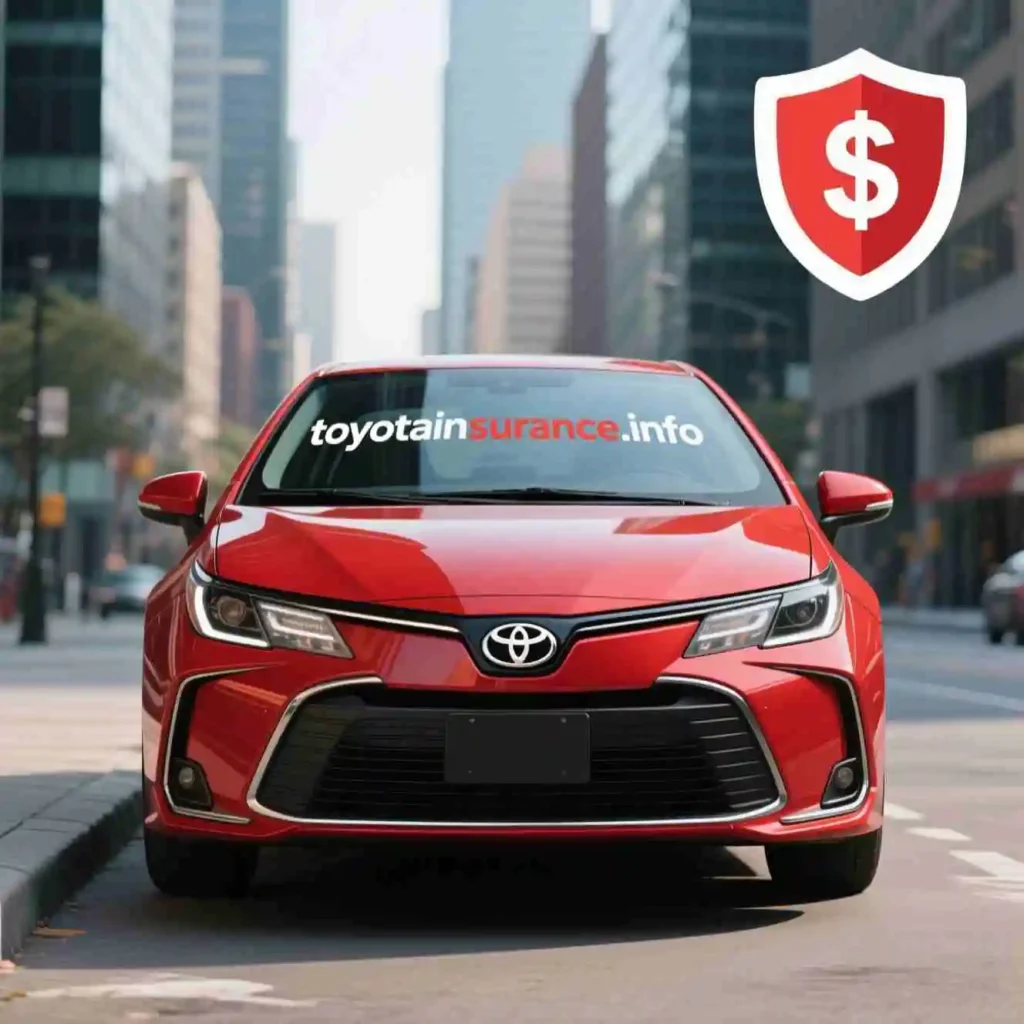 Car Insurance For Toyota Corolla with shield icon showing affordable insurance costs
