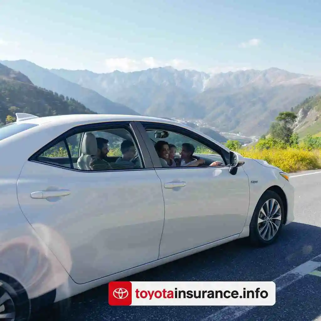 Toyota car with a happy family in Pakistan, representing peace of mind with the best auto insurance