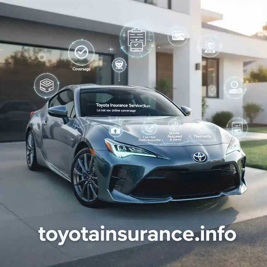 Toyota car with digital insurance icons at toyotainsurance.info