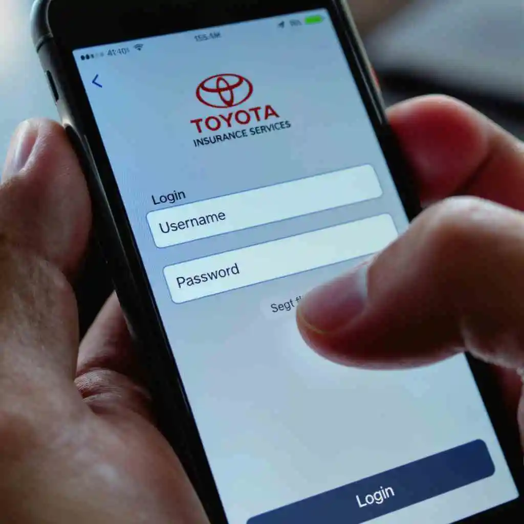 User accessing Toyota Insurance Services login app at toyotainsurance.info