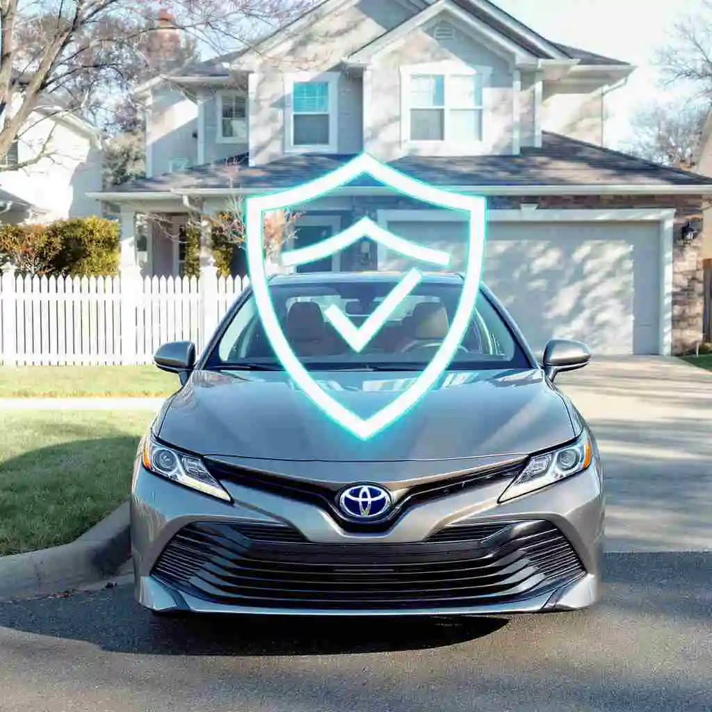 Toyota car with insurance protection in front of a family home – toyotainsurance.info