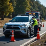 Toyota roadside assistance team helping a driver with vehicle support