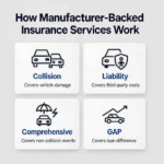 Infographic showing types of manufacturer-supported Toyota insurance services