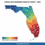 Florida auto insurance cost differences shown on county map, with Florida auto insurance rates variation