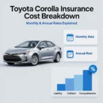 A visual illustration showing insurance cost elements related to a Toyota Corolla